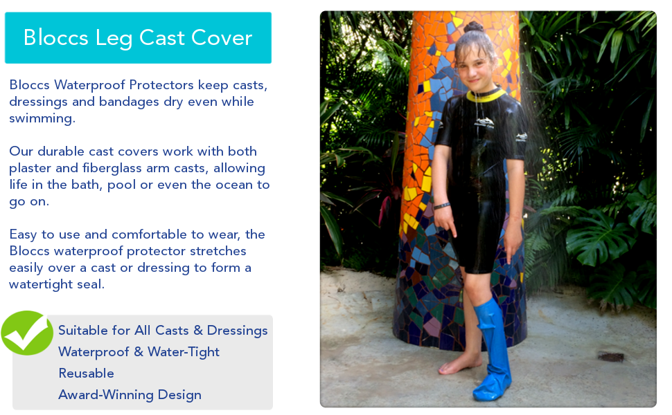 Bloccs Waterproof Plaster Cast Covers Leg, Swim, Shower & Bathe
