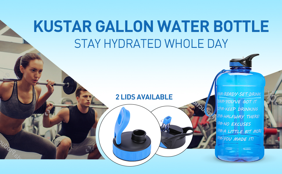 Large 1 Gallon Water Bottle,128oz Big Sports Water Bottle with 2 Replacement Lid, Straw/Motivational Time Marker/Hand Strap,Leakproof BPA Free Water Jug for Gym Fitness Workouts Camping Outdoor 10 12fee805 01fc 4fee 9c55 faac67142855. CR0,0,970,600 PT0 SX970 V1
