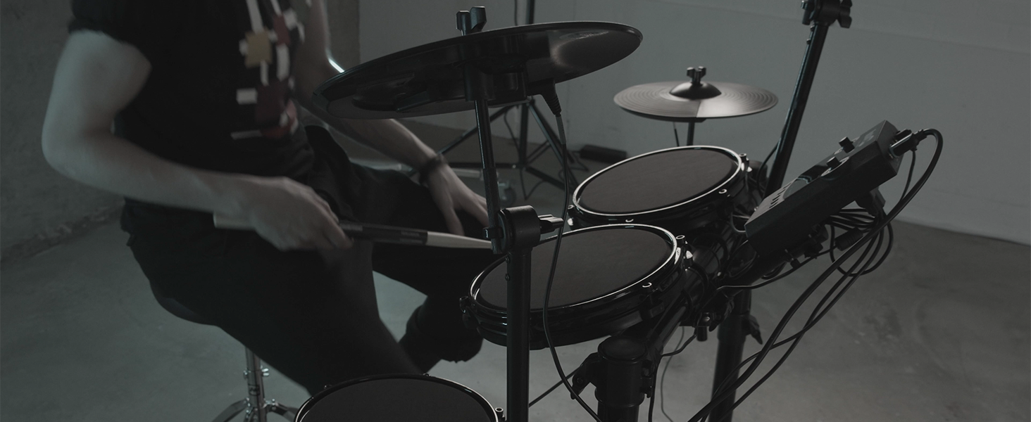 RockJam Mesh Head Kit, Adjustable Eight Piece Electronic Drum Kit with