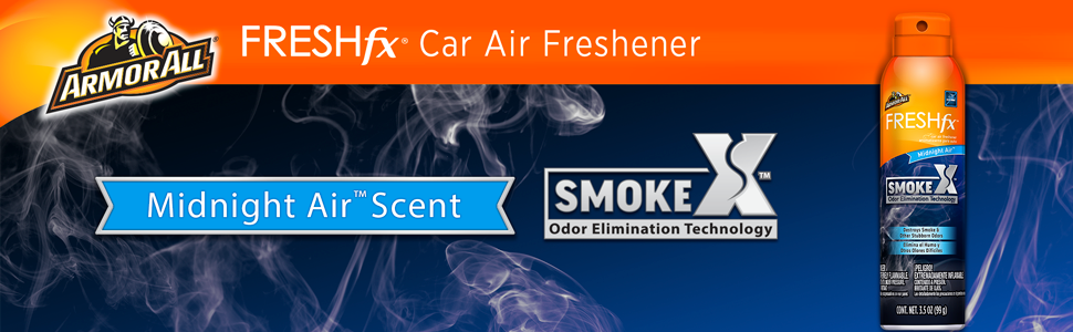 Armor All Car Air Freshener, Smoke X, Smoke Elimination Technology,Aerosol Spray, Midnight Air Scent