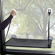 K&H Pet Products EZ Mount Window Kitty Sill Double Stack, 2 Levels, with Suction Cup Mounting System, Holds Over 22kg, 30.48cm x 58.42cm, Grey 23 getting the mount lined up straight