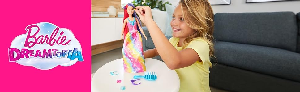 Poupée Princesse Cheveux Longs Fantastiques bicolores - Barbie Dreamtopia 9 Barbie Dreamtopia poupée Princesse Cheveux Longs Fantastiques bicolores avec brosse