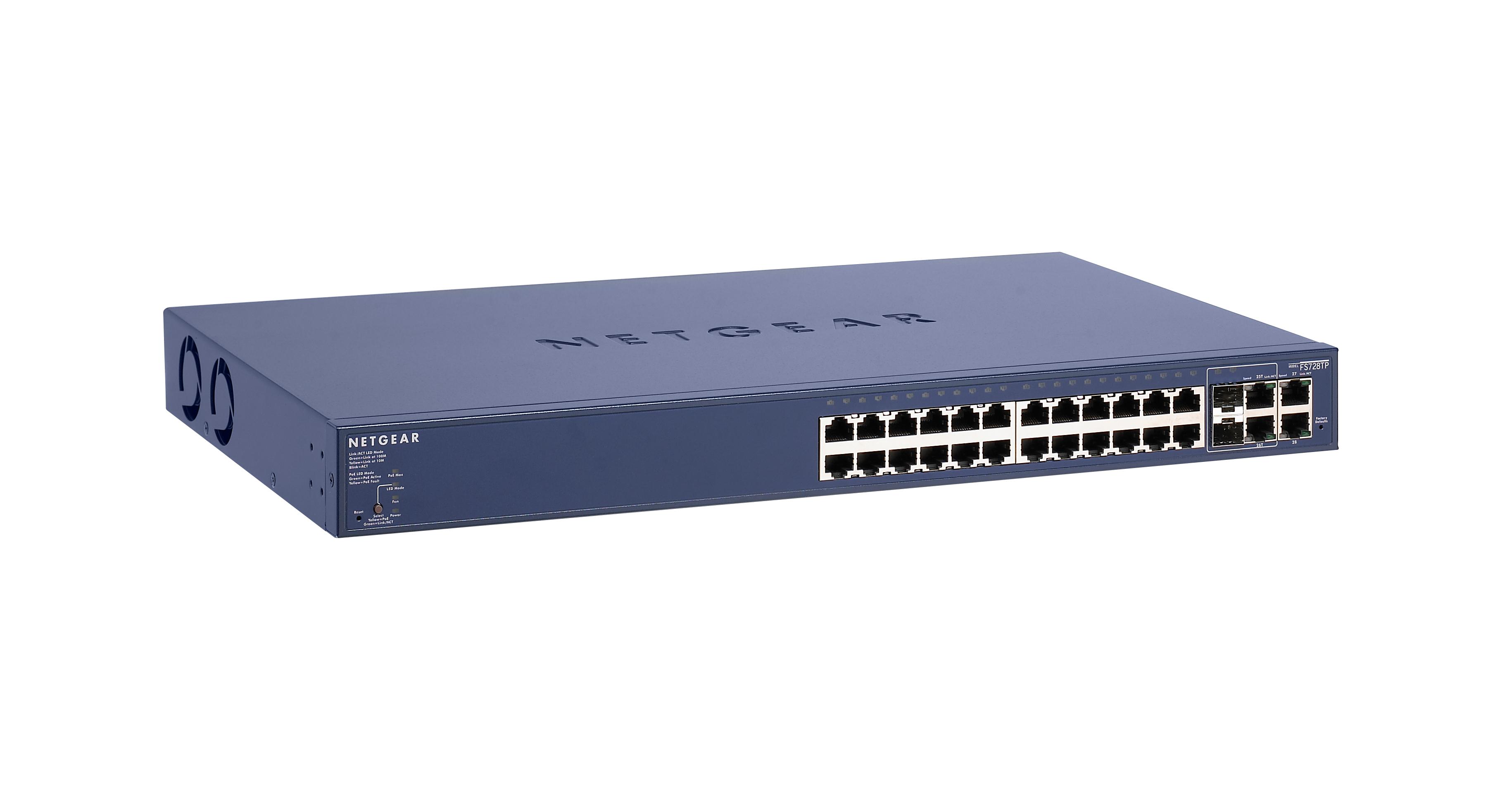 NETGEAR ProSAFE 24-Port Fast Ethernet PoE Smart Switch with 4 Gigabit ...