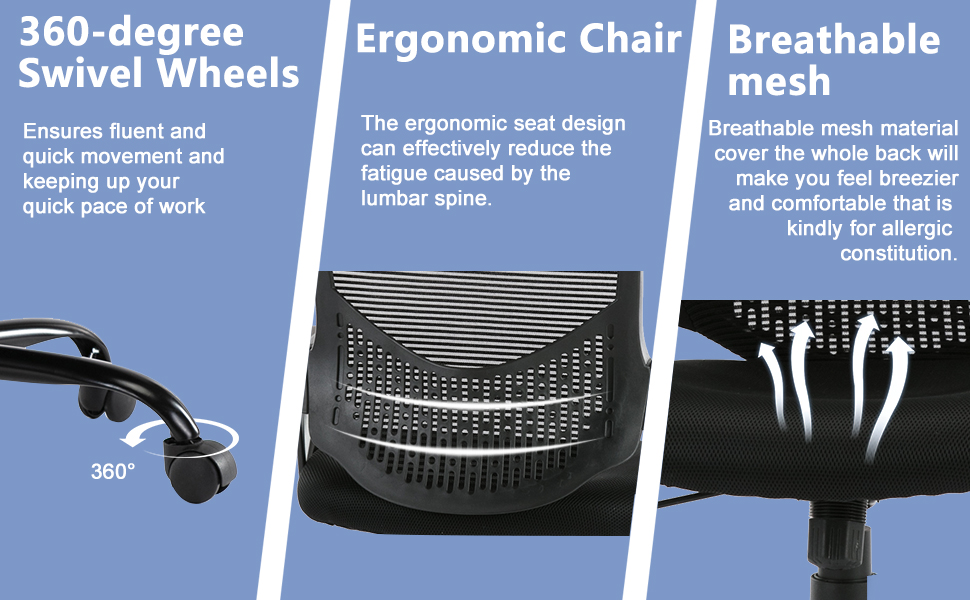 Yangming Office, Ergonomic Design Adjustable Rolling Swivel Mesh Desk