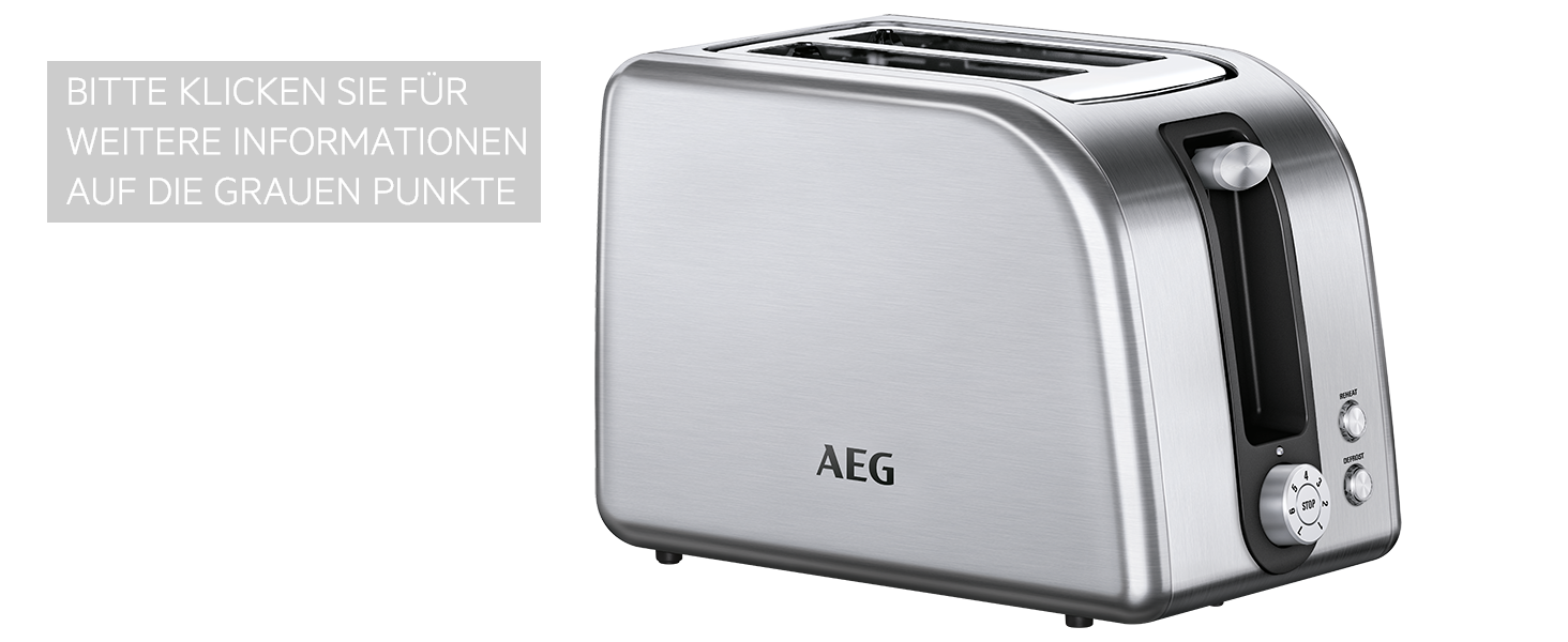 AEG AT 7750 Toaster / 7 BräunungsgradEinstellungen / Stopp, Auftau & Aufwärmfunktion