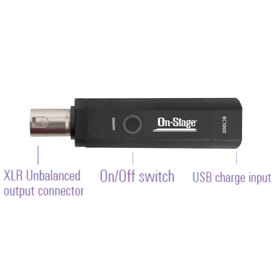 OnStage BC1000 XLR Rechargeable Bluetooth Wireless