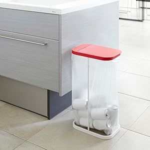 Amazon｜山崎実業(Yamazaki) 分別ゴミ袋ホルダー レッド 約W22