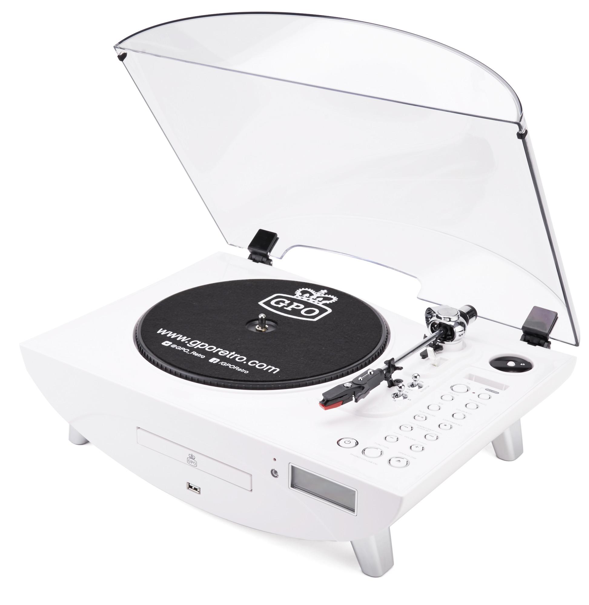 GPO Jive Retro ThreeSpeed Turntable with CD, FM Radio, MP3, USB and