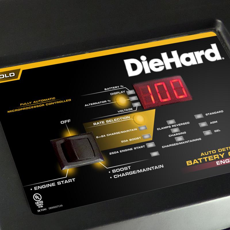 DieHard 71341 6/12V Gold Smart Wheel Battery Charger and 50
