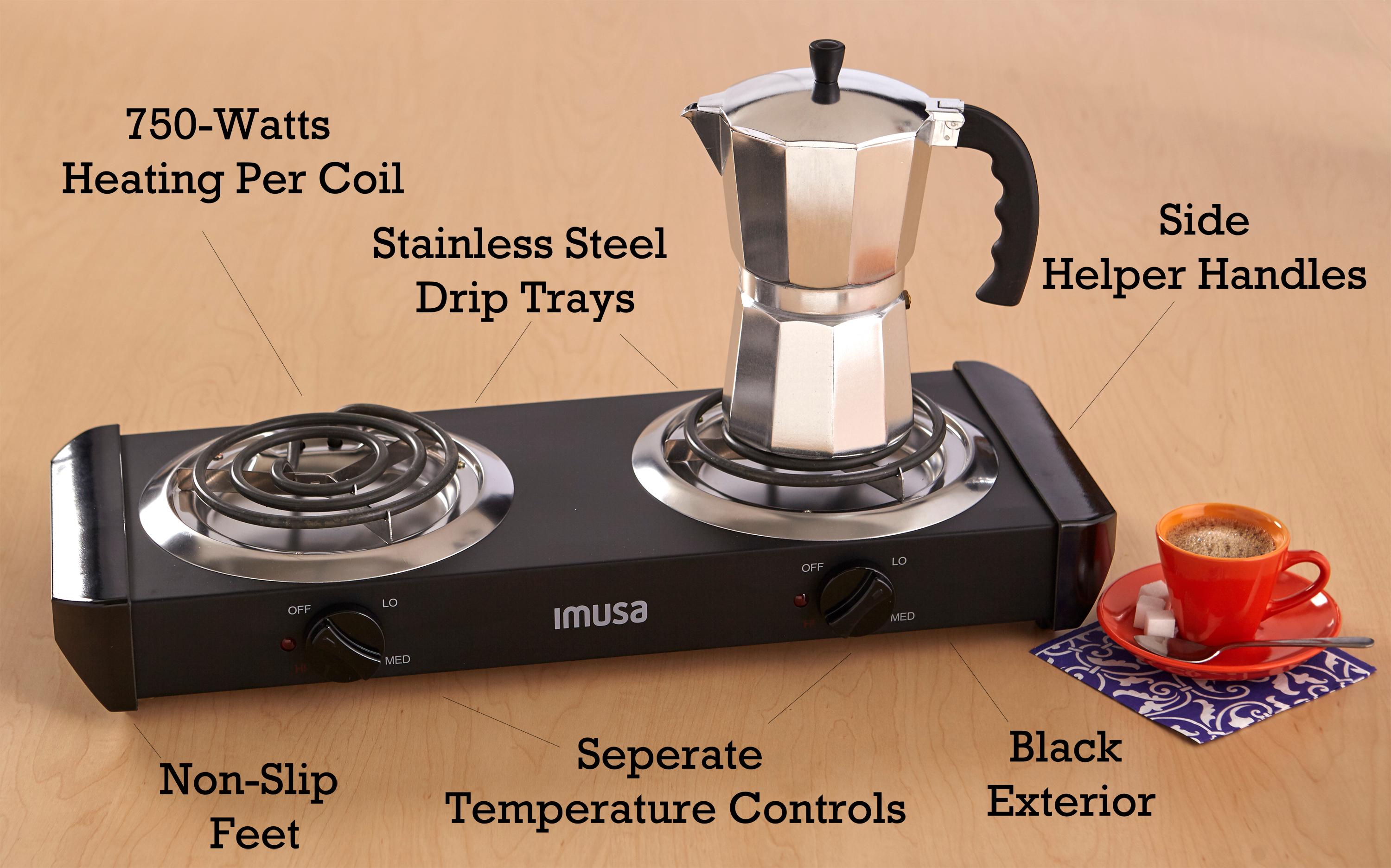 IMUSA USA GAU80306 Electric Double Burner 1500Watts