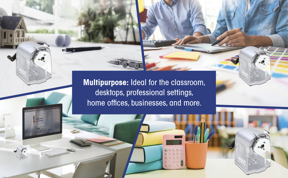 Swash Heavy Duty Desktop Pencil Sharpener, 7 mm12 mm Diameter,Silver