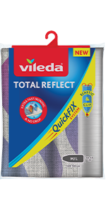 Vileda Total Reflect Ironing Board Cover, Fabric, Grey, 120u2013130 X