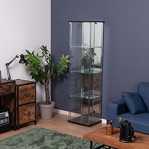 なーさん　専用 C/D:96046] ガラスコレクションケース 4段（背面ミラー付き