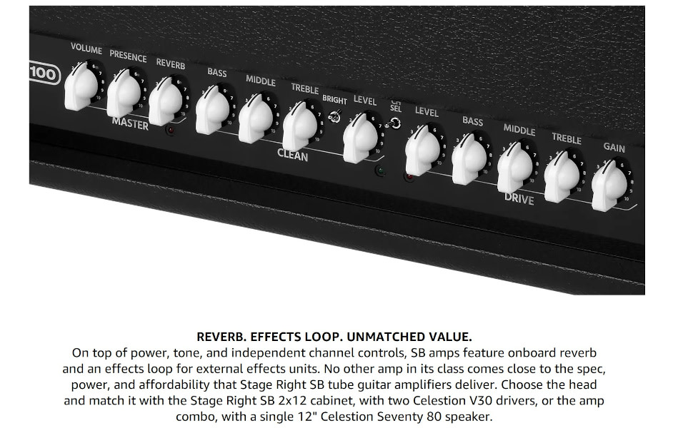 Monoprice SB100 100watt All Tube 2channel Guitar Amp Head with Reverb