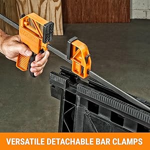 WORX Clamping Sawhorse Pair with Bar Clamps, Built-in Shelf and Cord Hooks 14 WORX Clamping Sawhorse Pair with Bar Clamps, Built-in Shelf and Cord Hooks 4