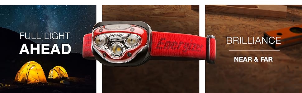 Energizer. Headlamp. Vision. HD. LED Headlight. Red. 