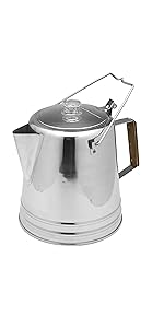 stainless steel percolator coffee pot outdoors camping
