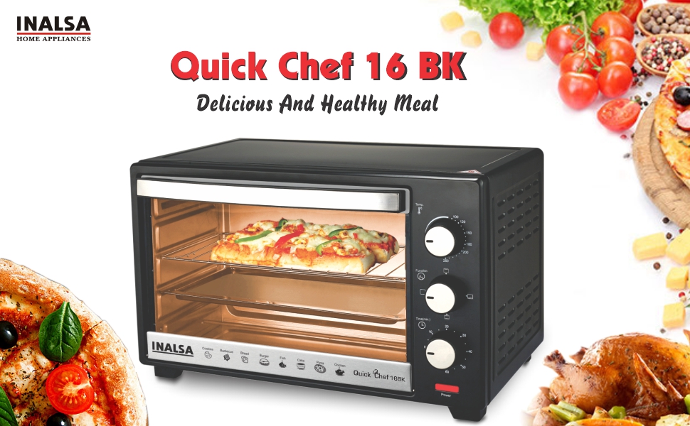 Buy Inalsa Quick Chef 16BK 16L OTG with Baking Pan, Grill Tray, Crumb