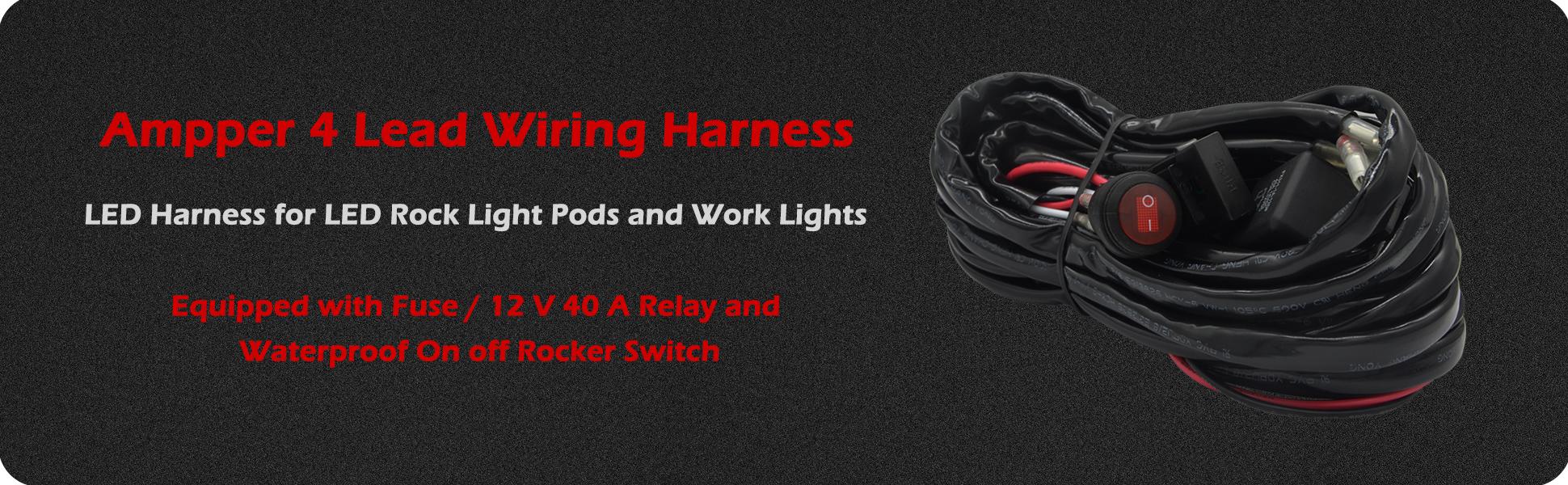 Amazon.com: 4 Lead LED Rock Lights Wiring Harness, Ampper LED Wiring