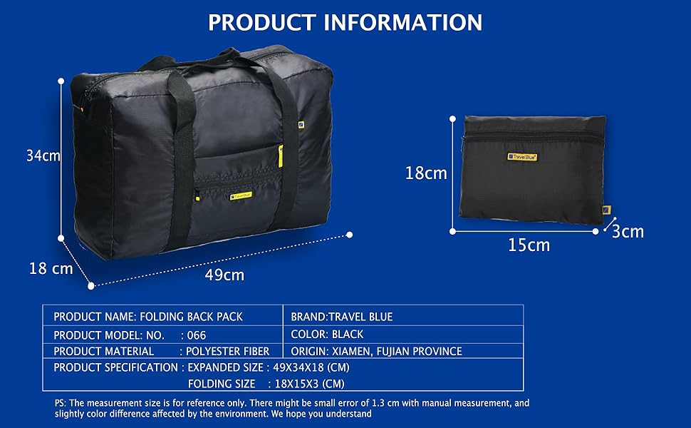 Travel Blue Black 18 cms Folding Duffle Travel bag Amazon.in Fashion