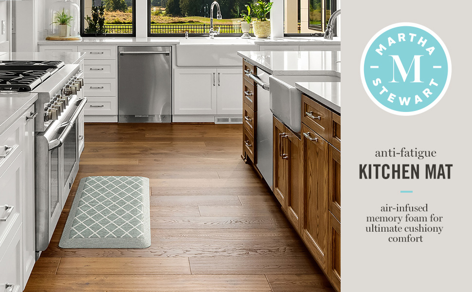 Martha Stewart Miles Anti Fatigue Air Kitchen Mat, Coffee, 19.6"x39" Rectangle