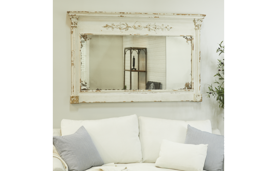 Deco 79 14839 Large Rectangular Antique White Wood Vintage