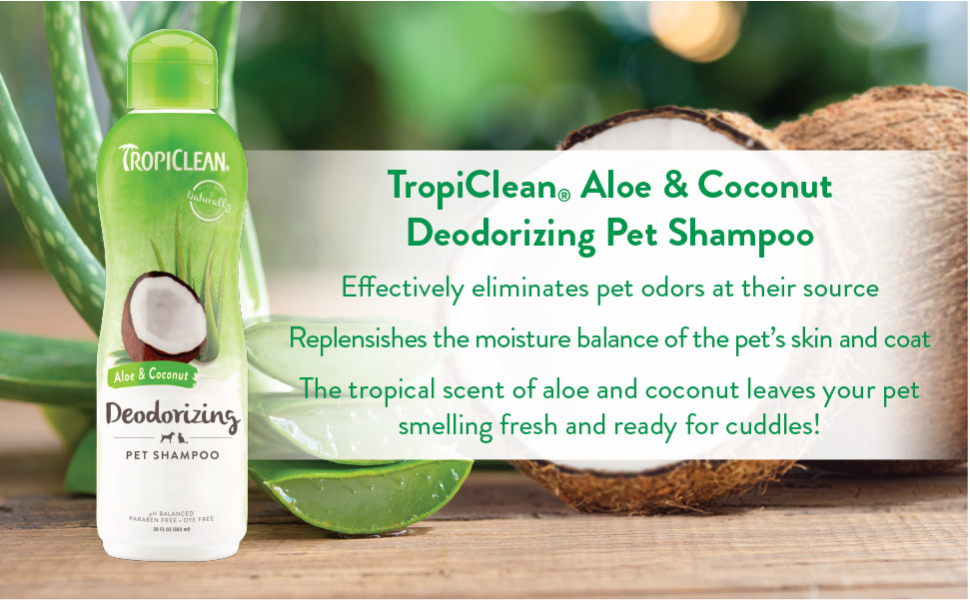 Dog Shampoo TropiClean Aloe & Coconut Deodorizing Shampoo