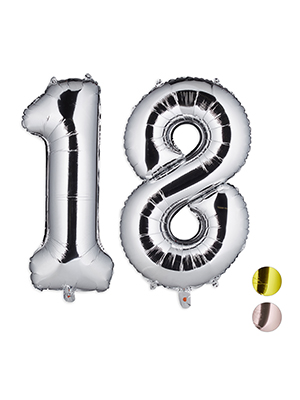 Relaxdays Foil Balloons Number 18, Jumbo Balloon, 18th Birthday ...