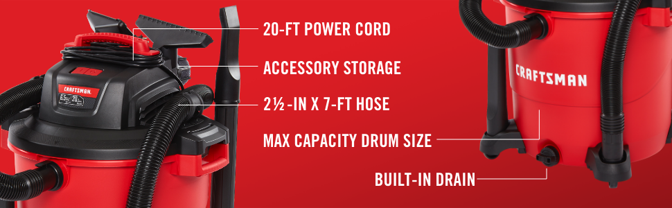 craftsman, wet/dry, wet dry vac, vacuum cleaner, shop vac, shop vacuum, 20 gallon, wet dry vacuum