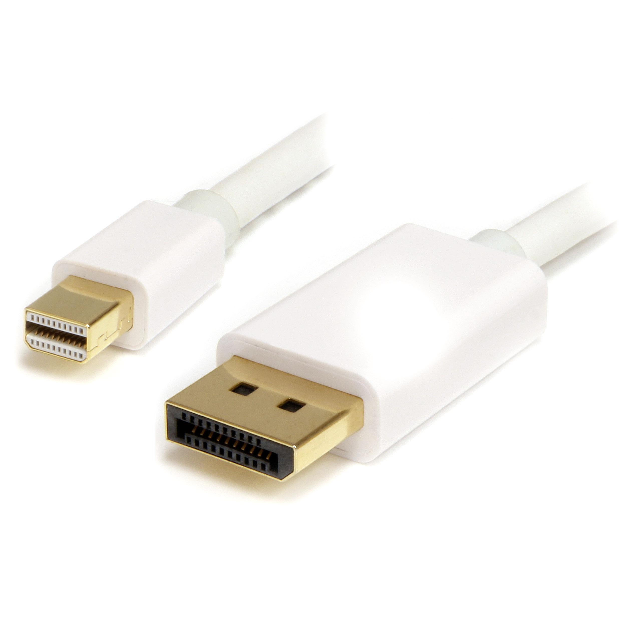 1m 3 ft White Mini DisplayPort to DisplayPort