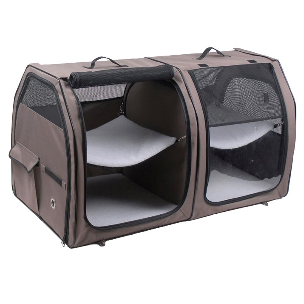 One for Pets Double Cat Show House/Portable Dog Kennel/Shelter, Tan 24