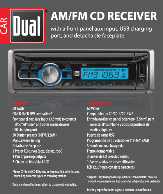 Amazon.com: Dual Electronics XD250 Multimedia Detachable LCD Single DIN