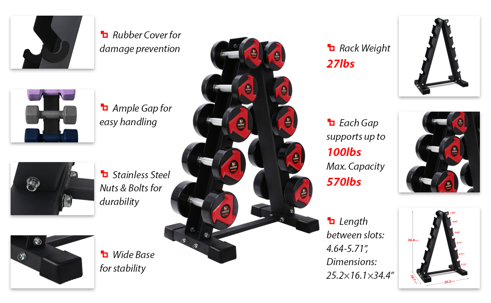 Dumbbells Holder Portable Home Gym Multifunctional 5 Layer Compact