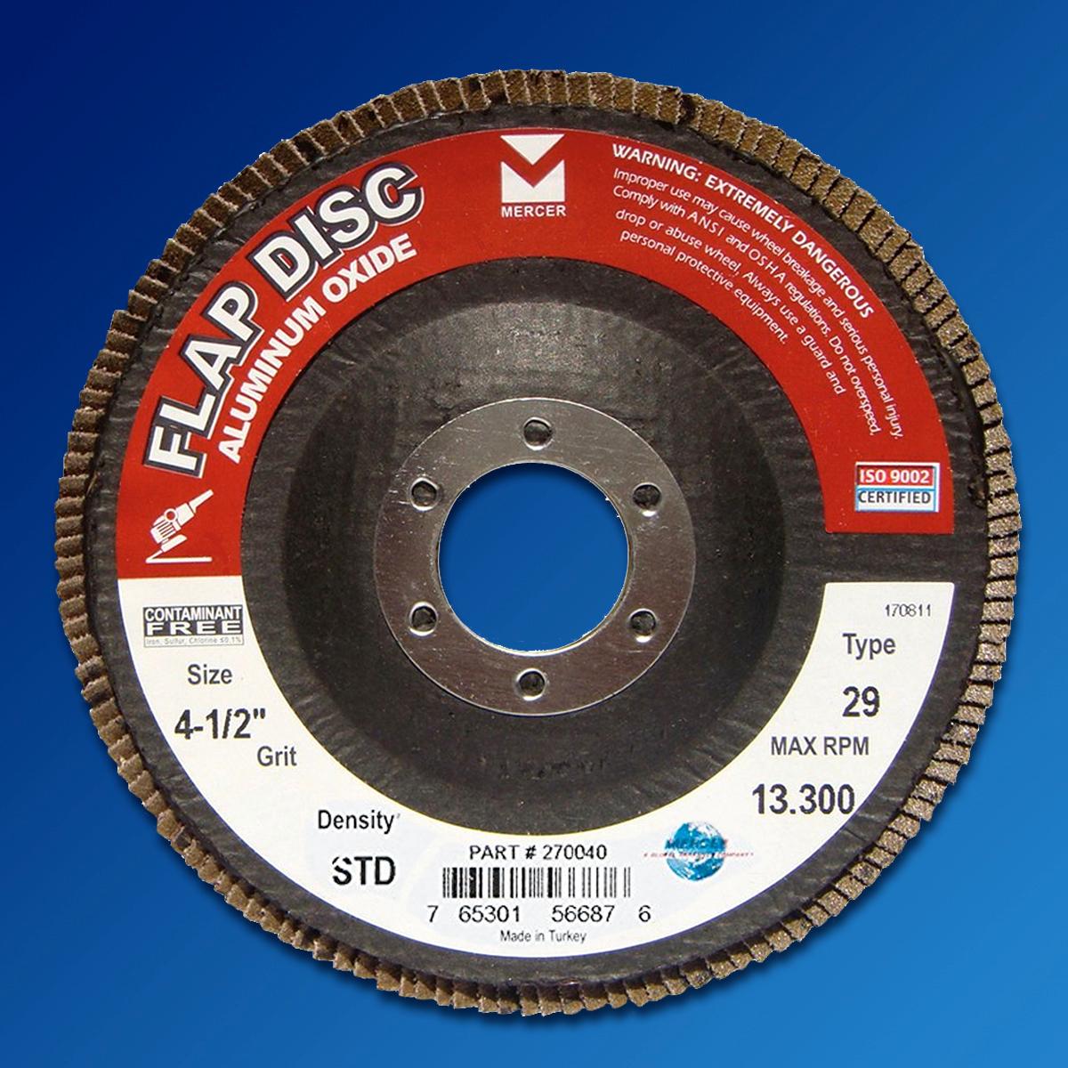 Mercer Industries 330060 Aluminum Oxide Flap Disc, High Density, Type