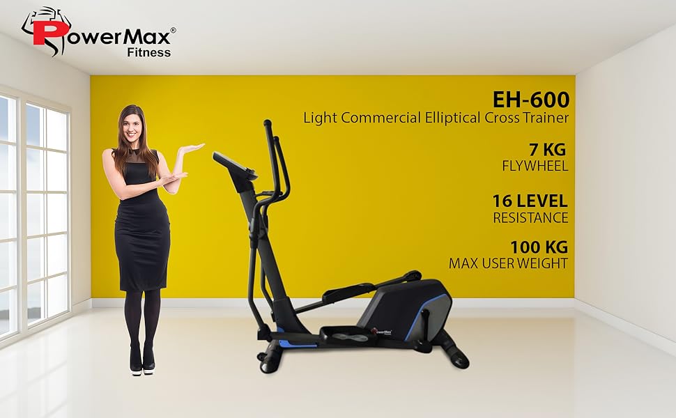 Buy PowerMax Fitness® EH600 Elliptical Cross Trainer with 7KG Flywheel and 16 level