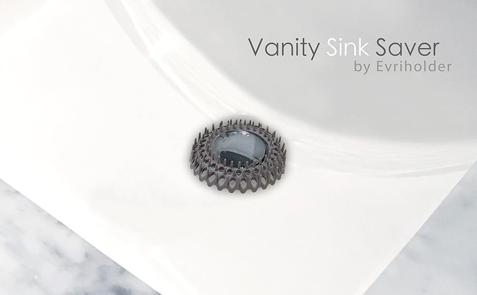 Evriholder VNTY6AMZ Vanity Sink Savers, 12 Pack Hairstopper, Pack of 12, Gray and