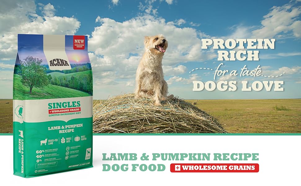 Amazon Com Acana Singles Lamb Pumpkin Wholesome Grains Protein Rich Real Meat Adult Dry Dog Food Pet Supplies