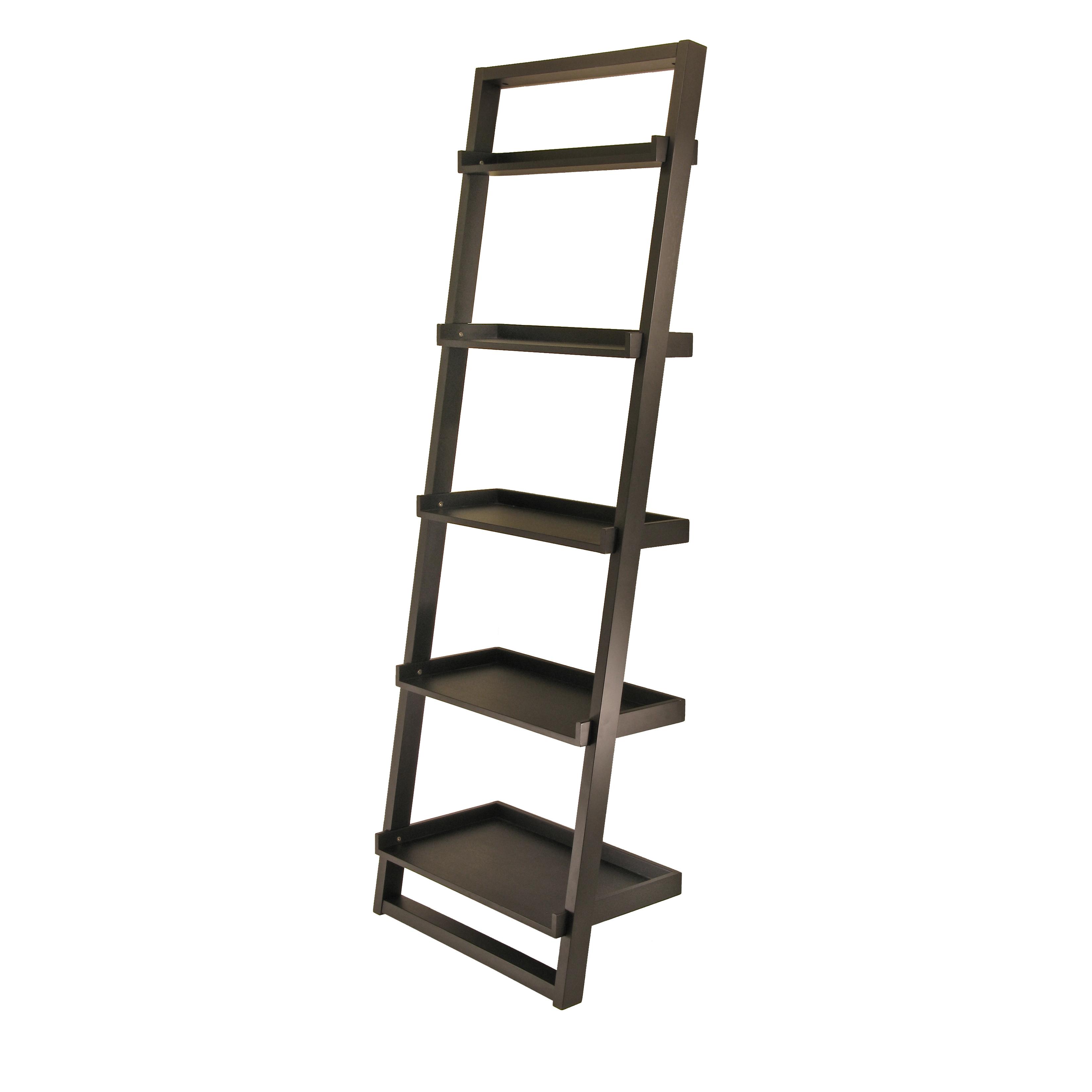 Winsome Wood Bailey Leaning 5Tier Shelving Unit, Black
