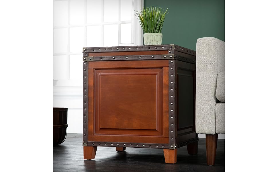 SEI Furniture Amherst Trunk End Table w/ Storage, Brown