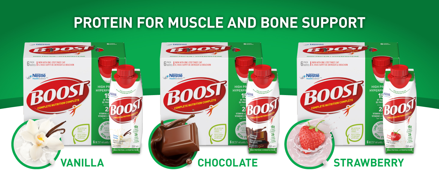 BOOST 15g Protein Meal Replacement Drink, Chocolate, 6x237ml, Case Pack