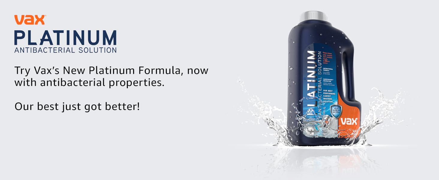 Vax Platinum Antibacterial 1.5L Carpet Cleaner Solution Kills 99.99