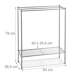 Chrome Towel Rack, 3 Tiers, Half-Round Base, Freestanding Towel Holder Metal Hwd 83x40x18 Cm Silver Relaxdays