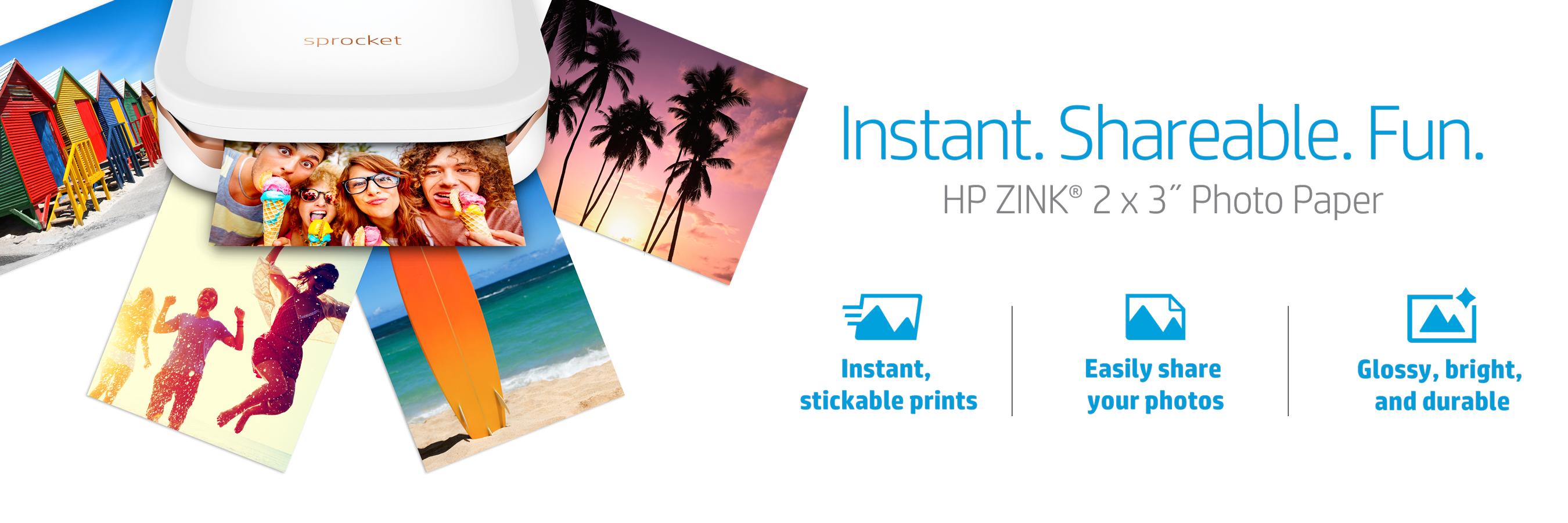 HP ZINK(R) Sticker Photo Paper for HP Sprocket Printer (2x3"), 50 Sheets,1DE39A Amazon.ca