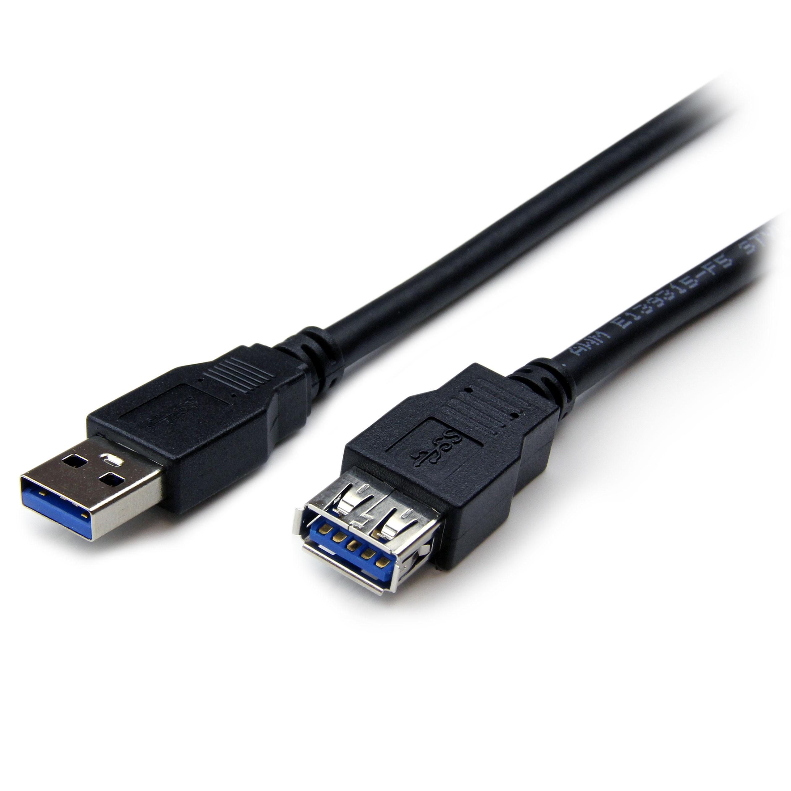 2m Black SuperSpeed USB 3.0 Extension Cable A to A Male