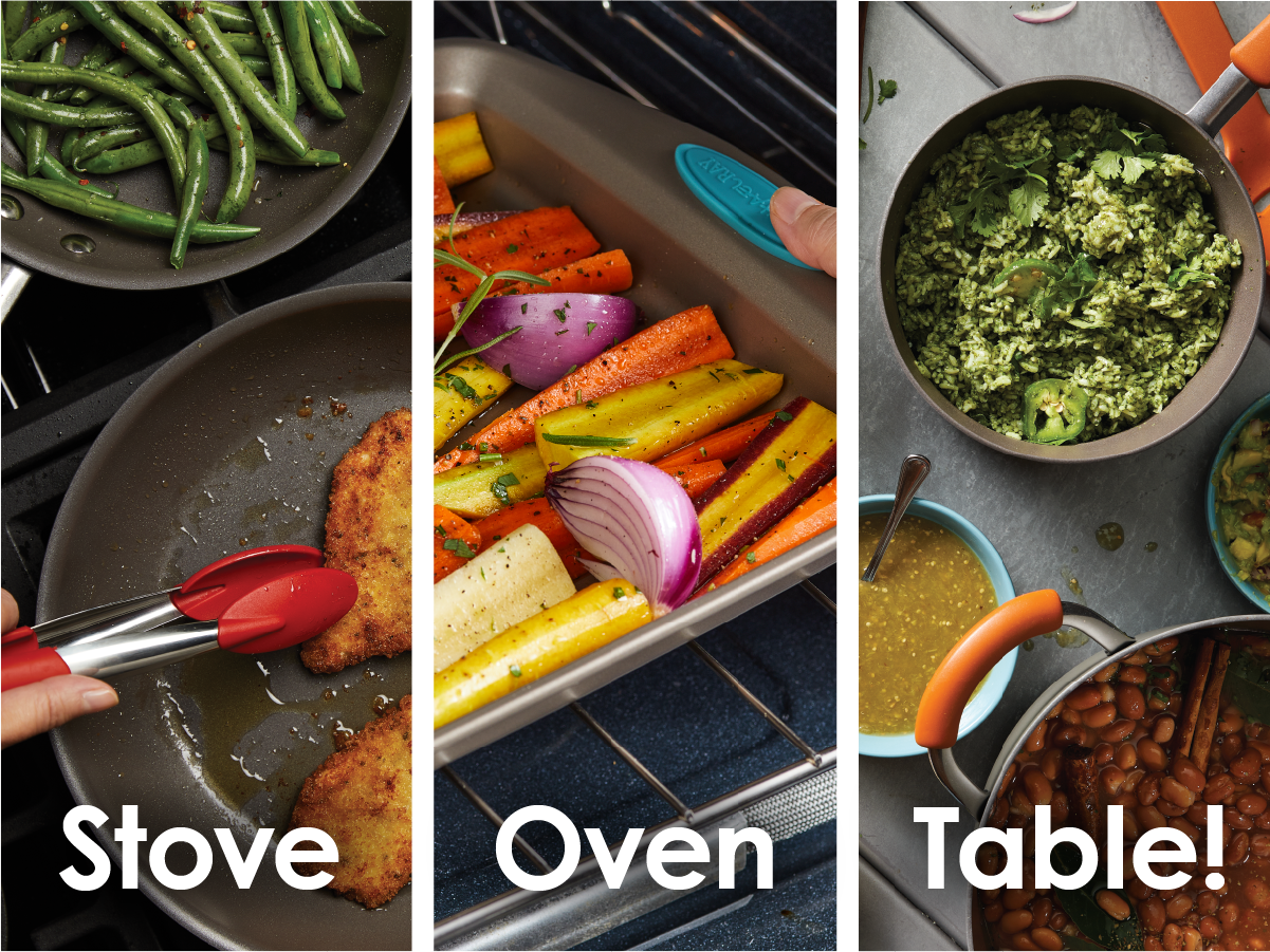 Rachael Ray Cucina Nonstick Cookware, Sea Salt Gray Pots and Pans Set, 12-Piece
