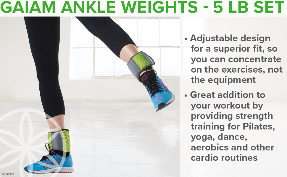 Gaiam Ankle Weights Strength Training Weight Sets for Women & Men with Adjustable Straps