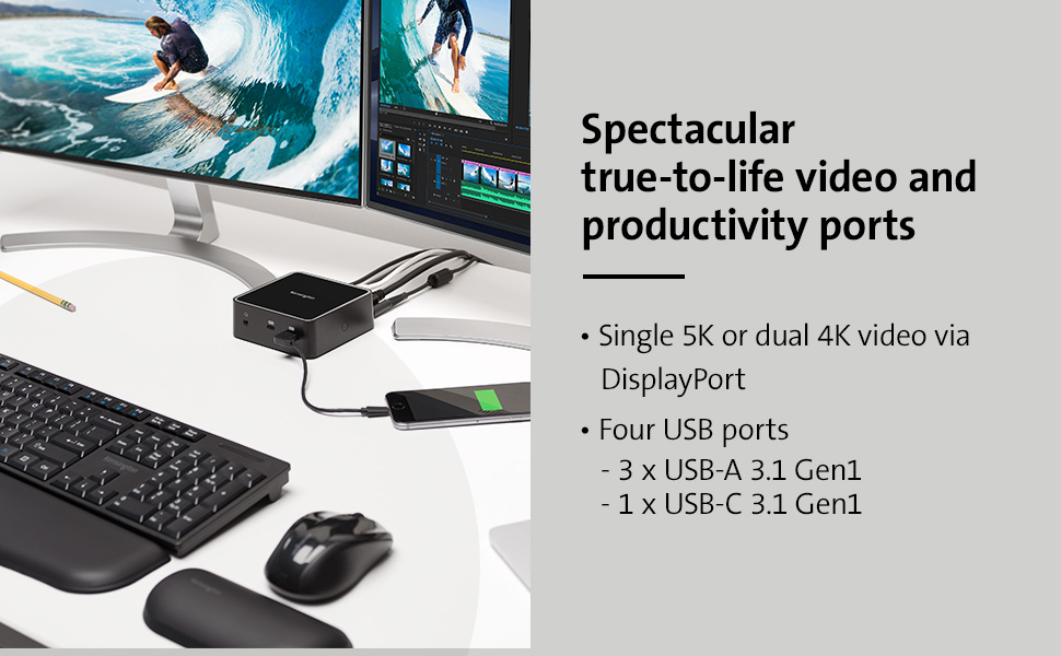 Kensington SD2400T Thunderbolt Dock Black, 85W Power Delivery, K38390NA