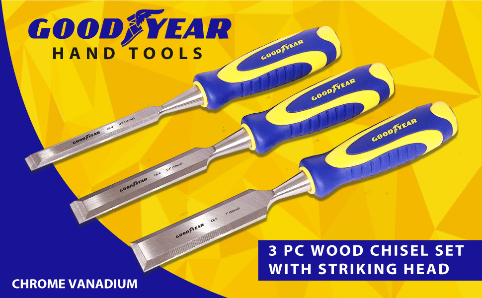 Goodyear, Wood Chisel, Wood Chisel Set; Wood Chisel Tools, 3 Pc Wood
