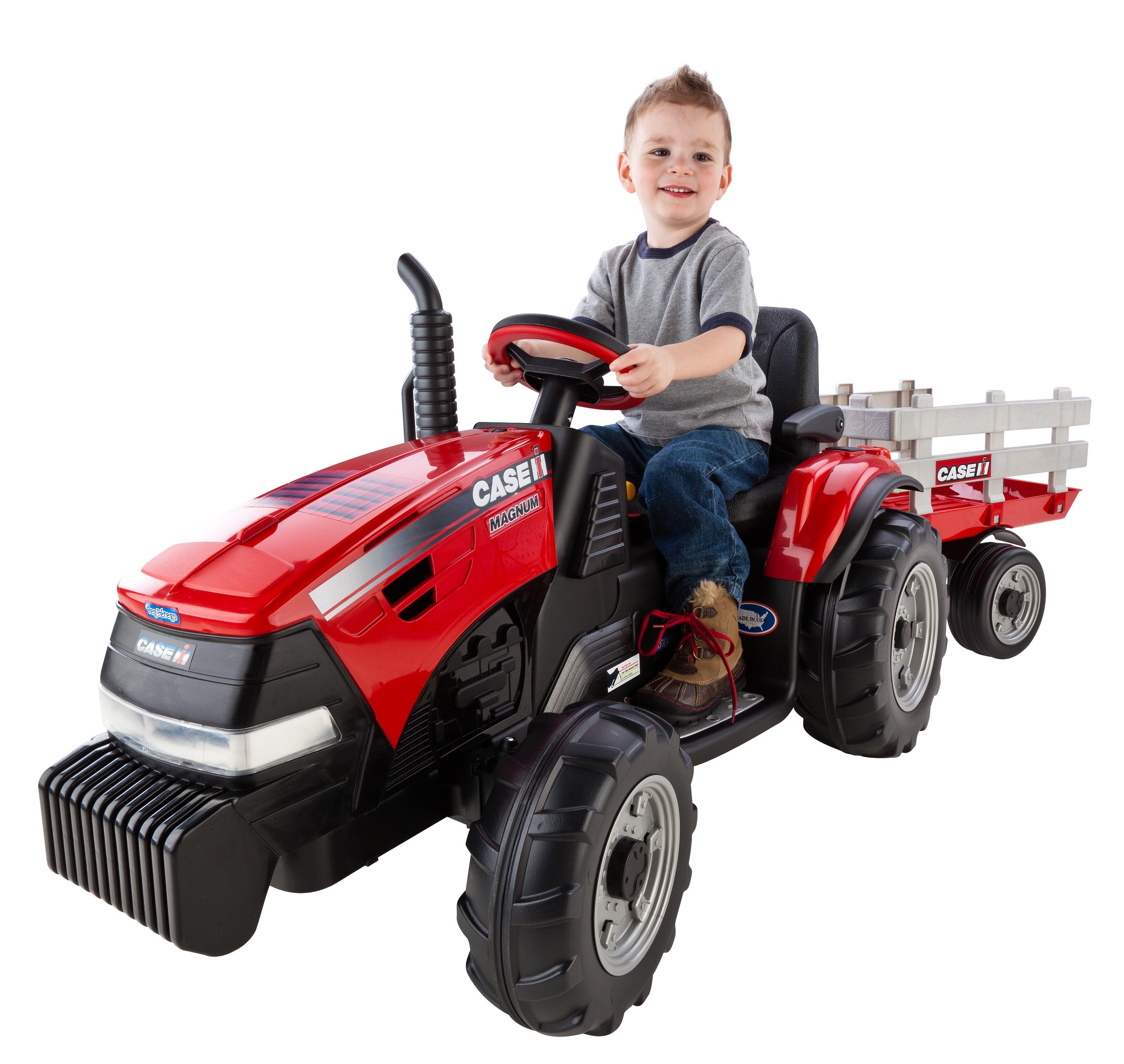 Peg Perego Case IH Magnum Tractor Ride On with Trailer