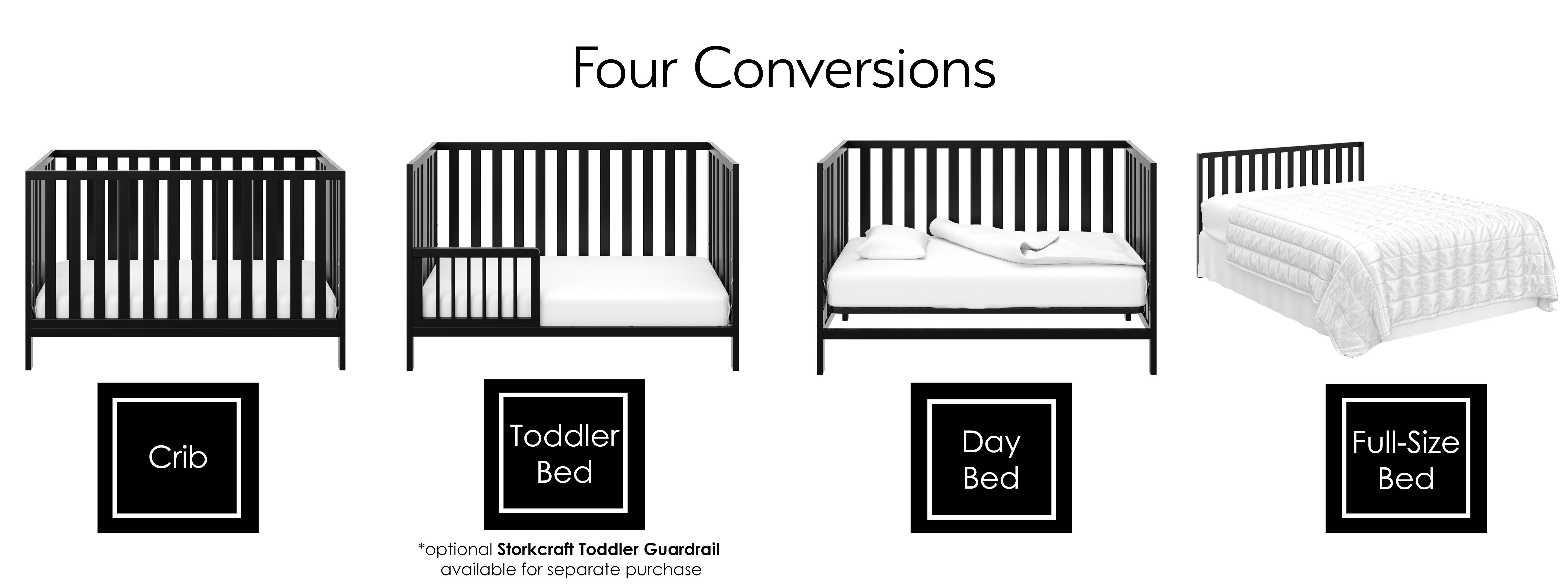 Storkcraft Pacific Convertible Crib, Black Easily Converts